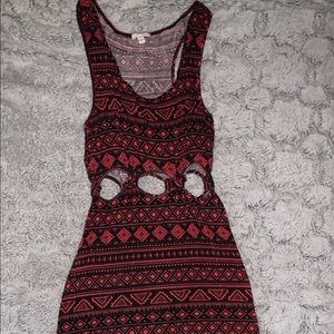 Red black tribal maxi dress